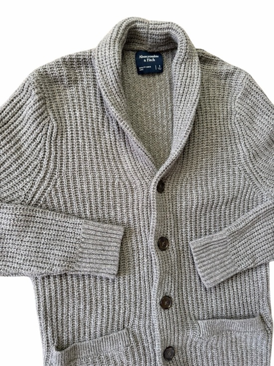 Abercrombie & Fitch Men's Shawl Collar Cardigan - Gray - Picture 2 of 6